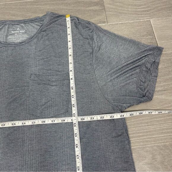 Tommy John Second Skin Luxe Rib Pajama Pocket Tee Gray Pin Striped Men’s 2XL XXL - Picture 11 of 11